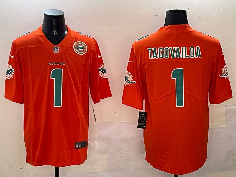 Men Miami Dolphins #1 Tagovailoa Orange Second generation 2024 Nike Limited NFL Jersey style 2